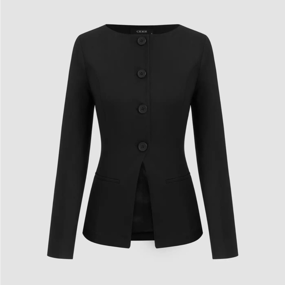Cider Black Boatneck Blazer Top